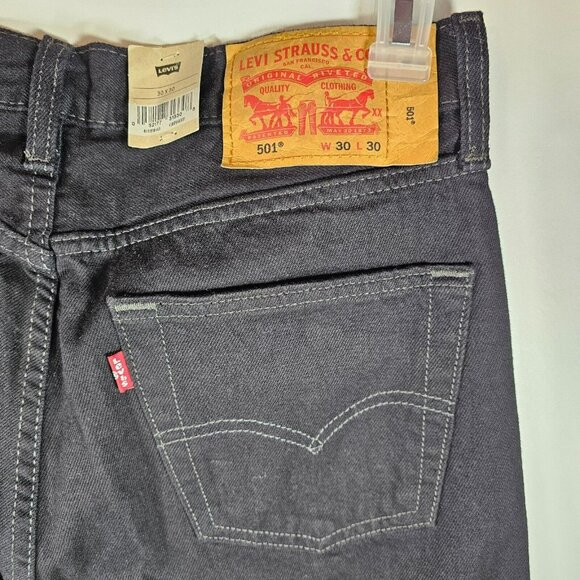 Levi's 501 Original Straight Leg Button Fly Mid Rise Jeans NWT 30x30" Black - Picture 6 of 15